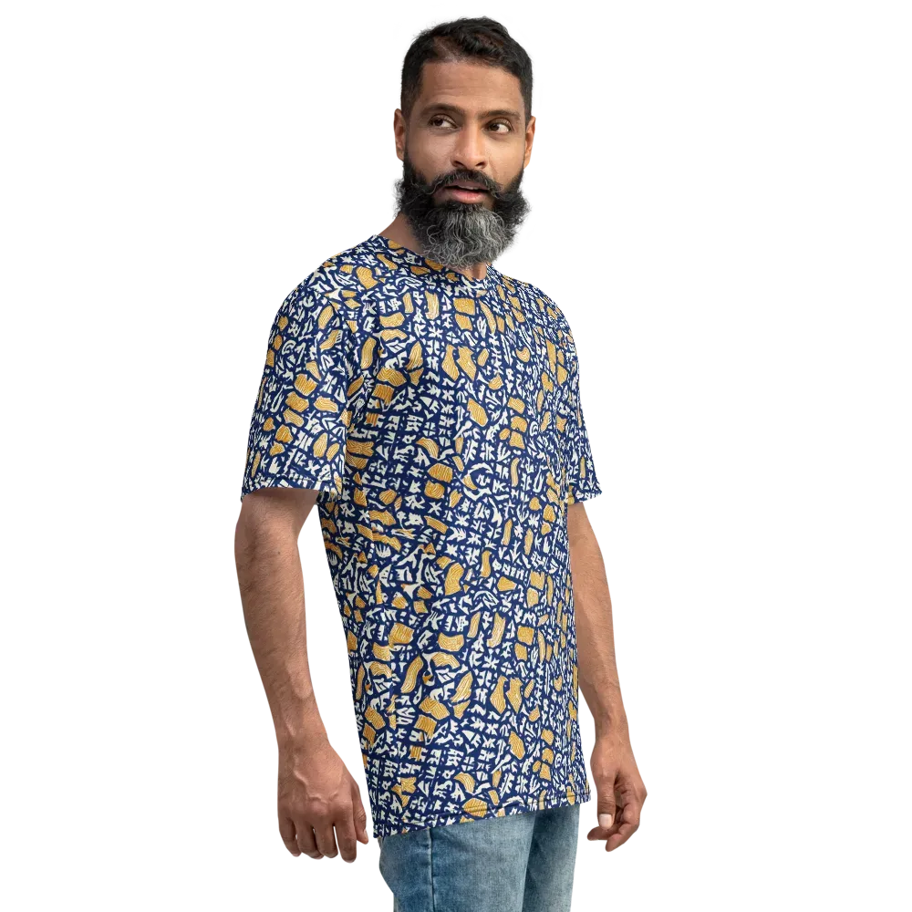Ochre Inkstorm on Men's Crew Neck T-Shirt — Right