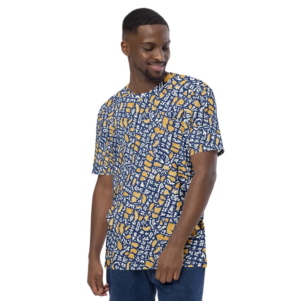 Ochre Inkstorm on Men's Crew Neck T-Shirt — Left
