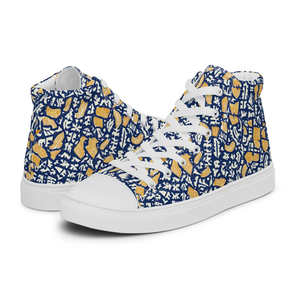 Ochre Inkstorm on Men's High Top Canvas Shoes — Left