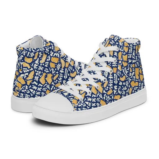 Ochre Inkstorm on a Men's High Top Canvas Shoes