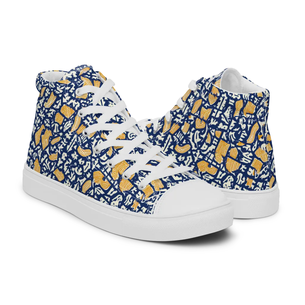 Ochre Inkstorm on Men's High Top Canvas Shoes — Right