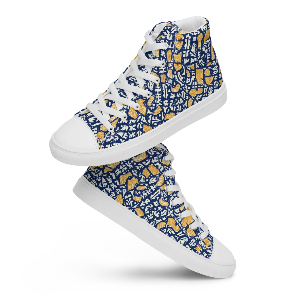 Ochre Inkstorm on Men's High Top Canvas Shoes — Front