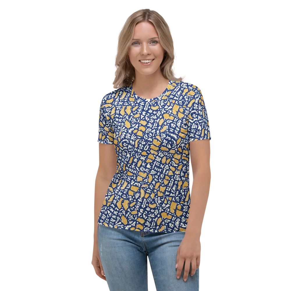 Ochre Inkstorm on Women's Crew Neck T-Shirt — Front