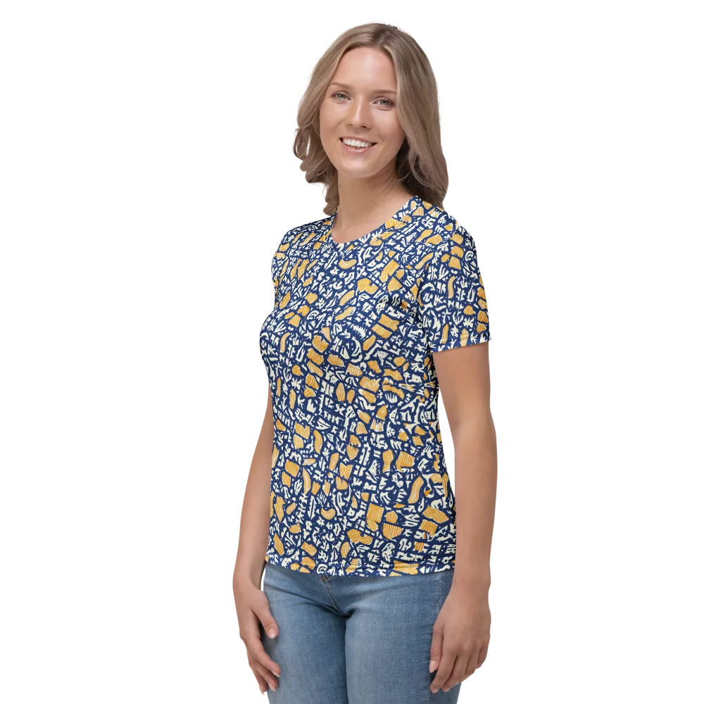 Ochre Inkstorm on Women's Crew Neck T-Shirt — Left