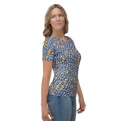 Ochre Inkstorm on a Women's Crew Neck T-Shirt