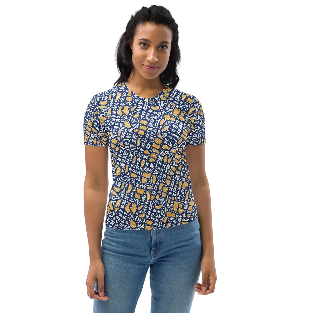 Ochre Inkstorm on Women's Crew Neck T-Shirt — Front