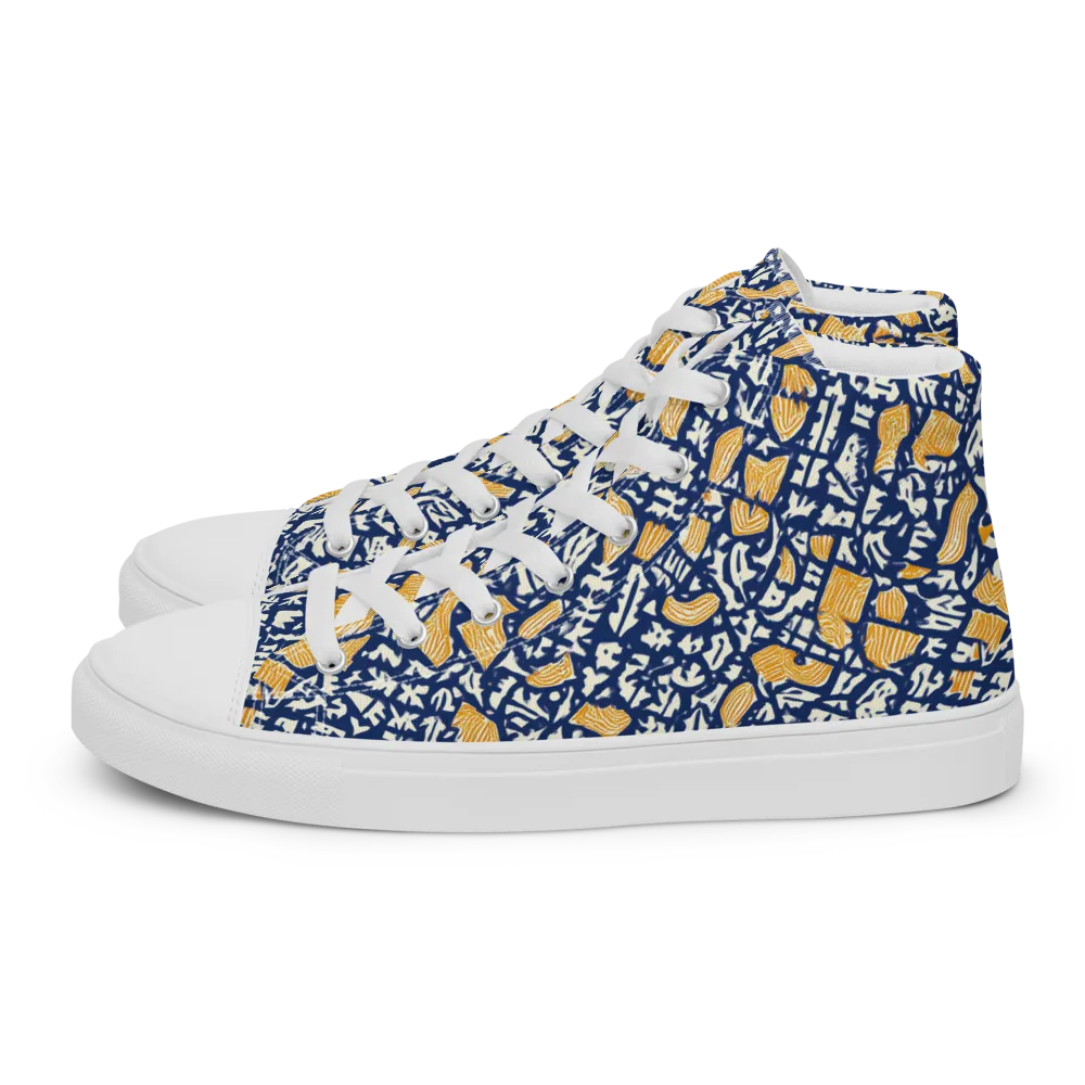 Ochre Inkstorm on Women's High Top Canvas Shoes — Left
