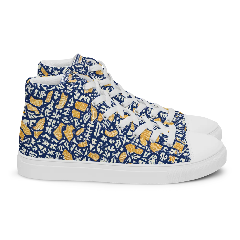 Ochre Inkstorm on Women's High Top Canvas Shoes — Right