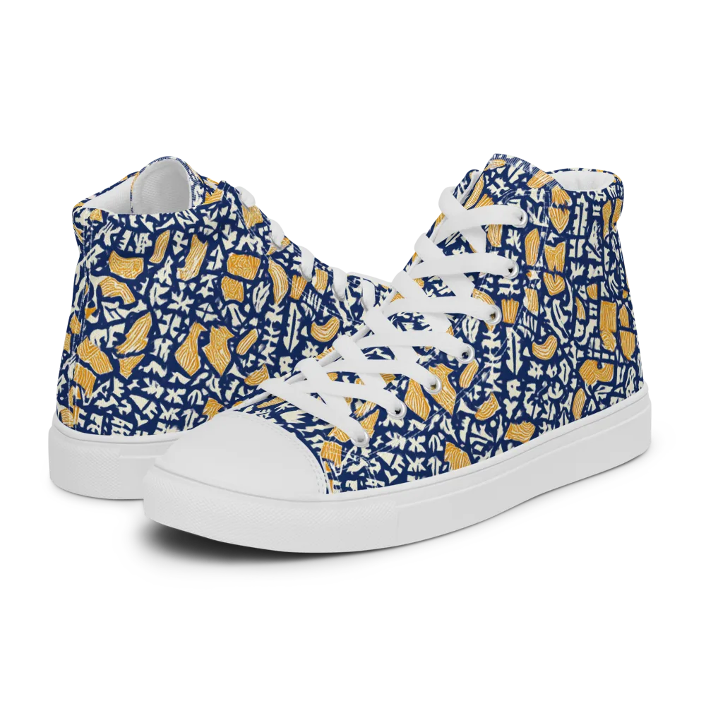 Ochre Inkstorm on Women's High Top Canvas Shoes — Left