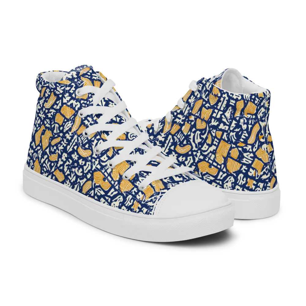 Ochre Inkstorm on Women's High Top Canvas Shoes — Right