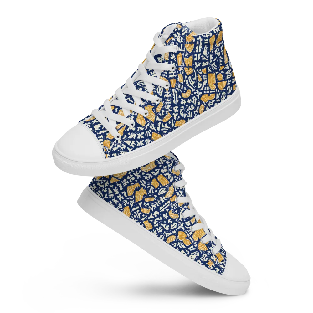 Ochre Inkstorm on Women's High Top Canvas Shoes — Front