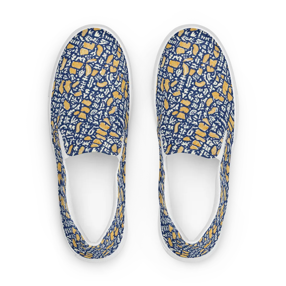 Ochre Inkstorm on Men's Slip-On Canvas Shoes — Front
