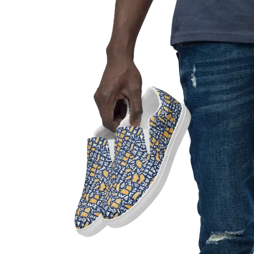 Ochre Inkstorm on a Men's Slip-On Canvas Shoes