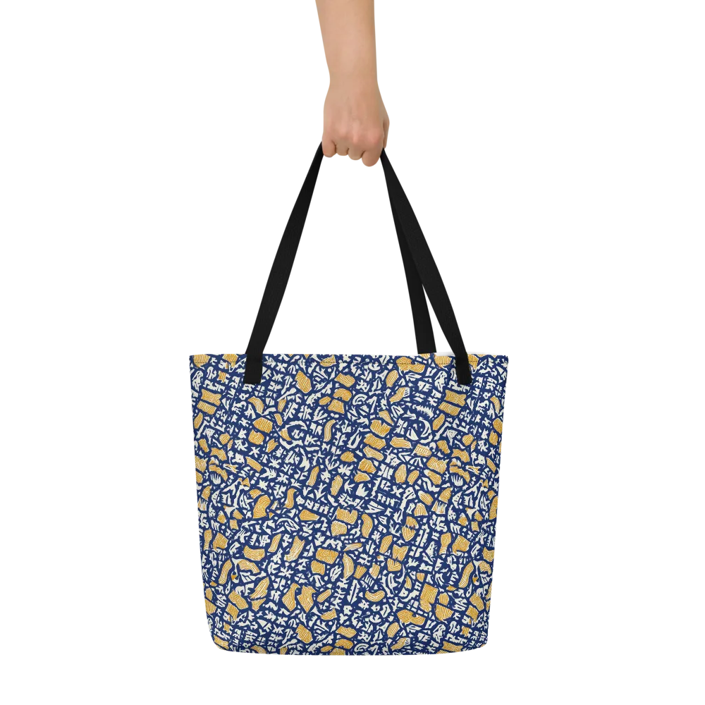 Ochre Inkstorm on Large Tote Bag W/ Pocket — Front