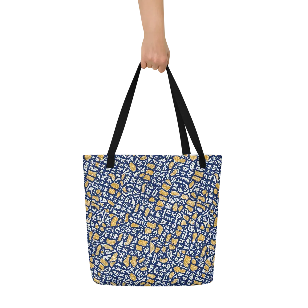 Ochre Inkstorm on Large Tote Bag W/ Pocket — Front