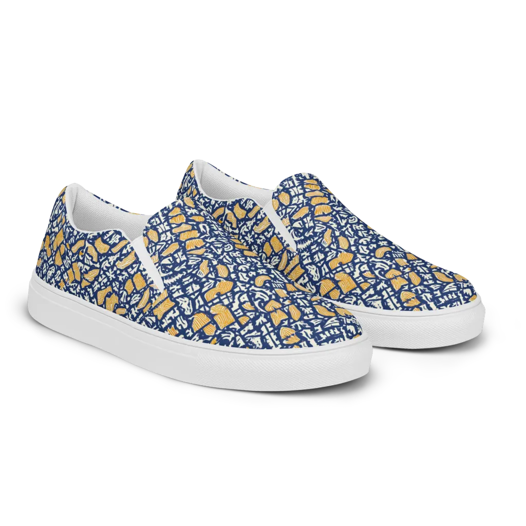 Ochre Inkstorm on Women's Slip-On Canvas Shoes — Right Front