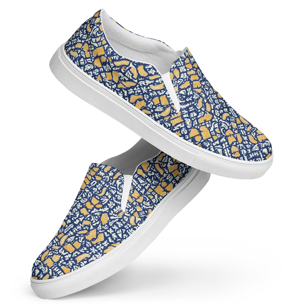 Ochre Inkstorm on Women's Slip-On Canvas Shoes — Front