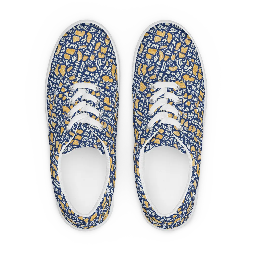 Ochre Inkstorm on Men's Lace-Up Canvas Shoes — Front