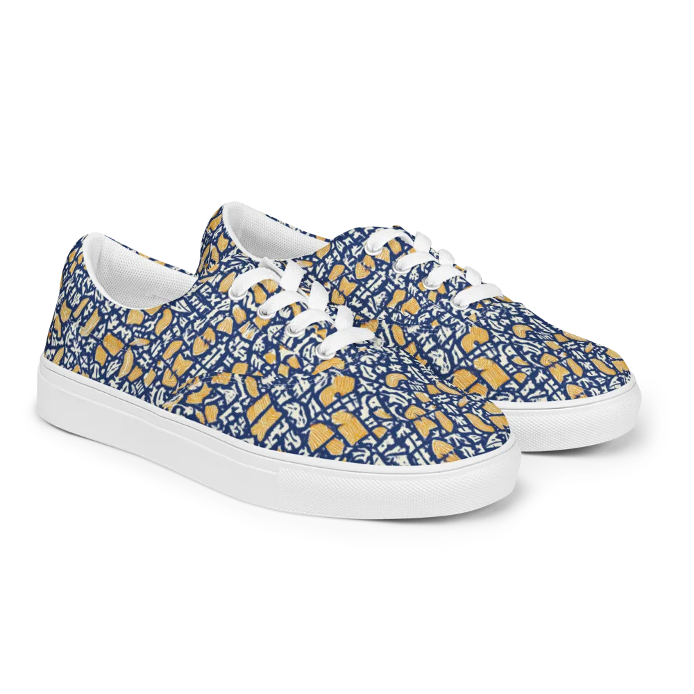 Ochre Inkstorm on Men's Lace-Up Canvas Shoes — Right Front