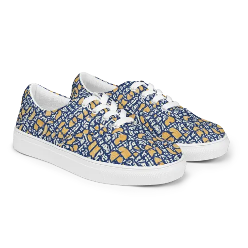 Ochre Inkstorm on a Men's Lace-Up Canvas Shoes