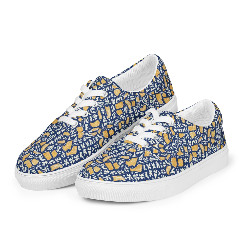 Ochre Inkstorm on Men's Lace-Up Canvas Shoes — Left Front
