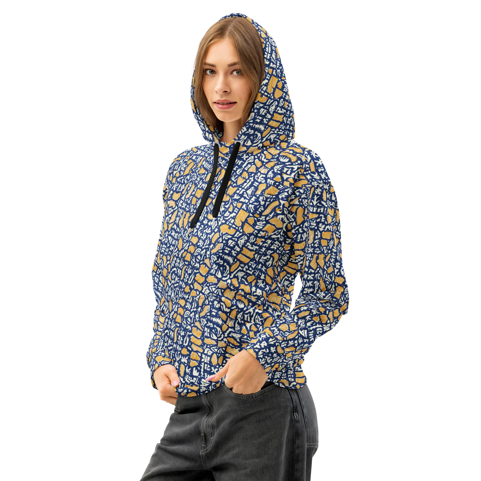 Ochre Inkstorm on Cotton Hoodie — Left Front