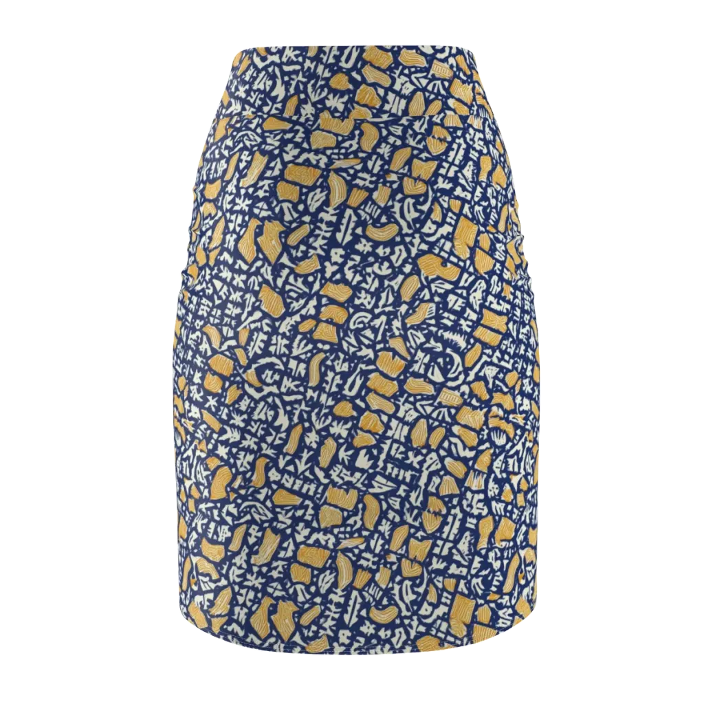 Ochre Inkstorm on Pencil Skirt — Back