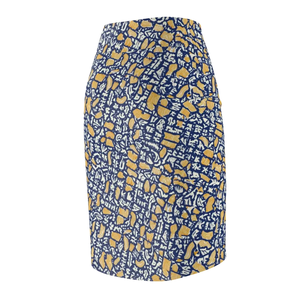 Ochre Inkstorm on Pencil Skirt — Back Side