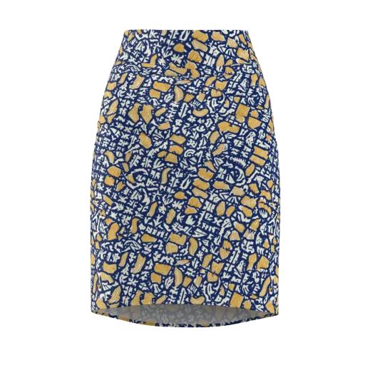 Ochre Inkstorm on a Pencil Skirt