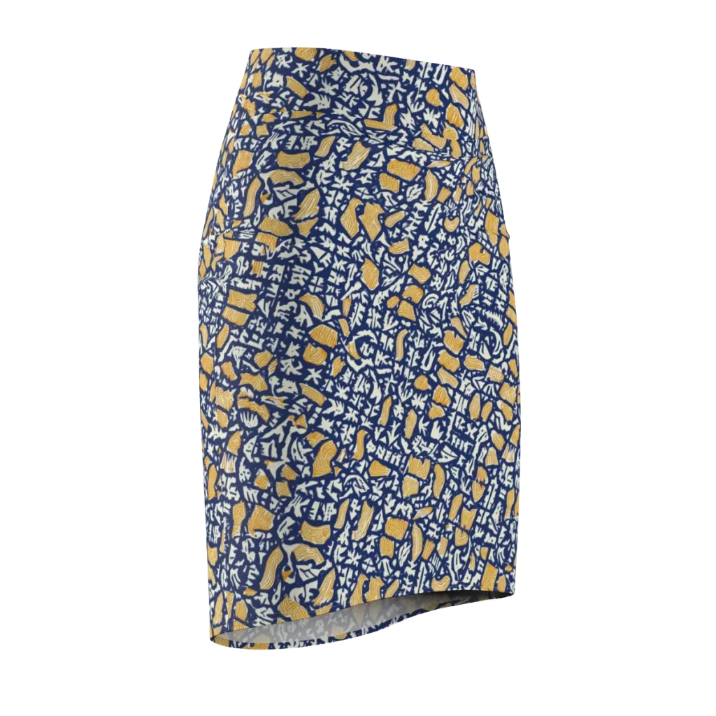 Ochre Inkstorm on Pencil Skirt — Front Side