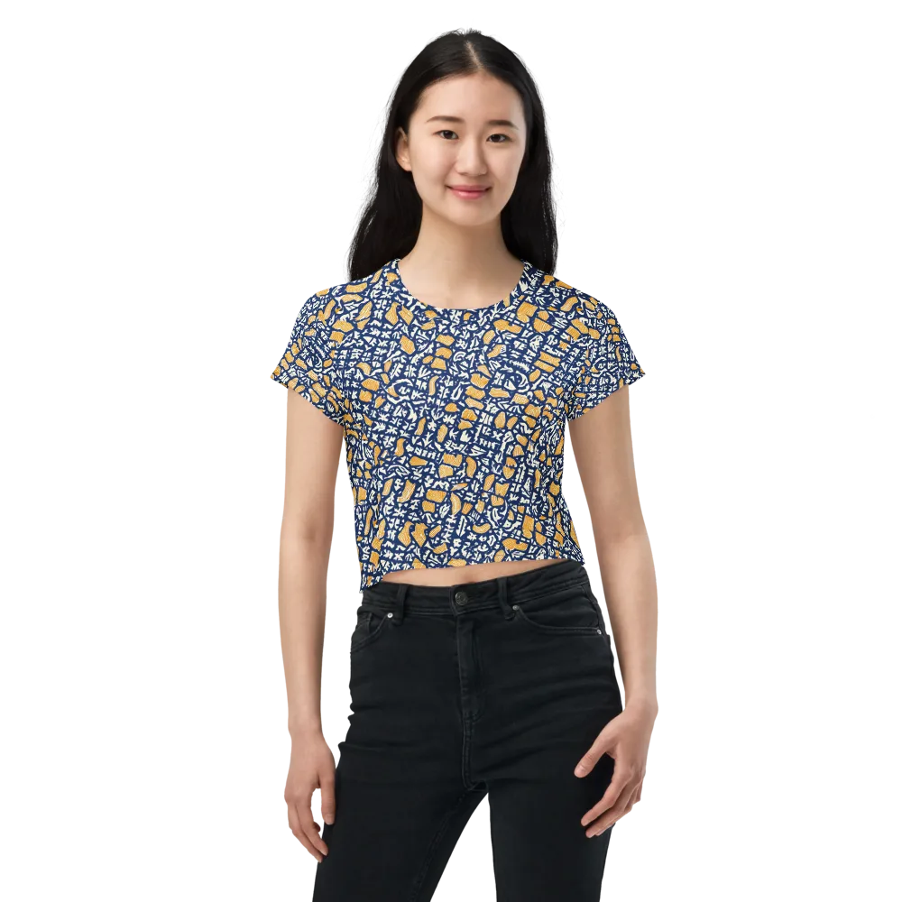 Ochre Inkstorm on Crop Tee — Front