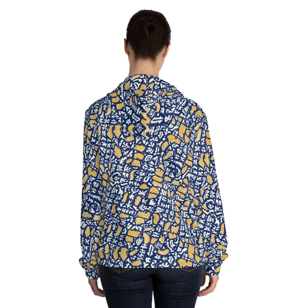 Ochre Inkstorm on Women's Full-Zip Hoodie — Back On Person
