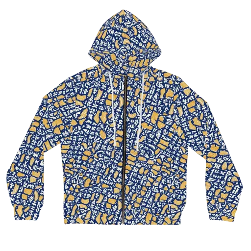 Ochre Inkstorm on a Women's Full-Zip Hoodie