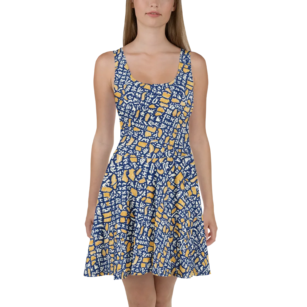 Ochre Inkstorm on Skater Dress — Front