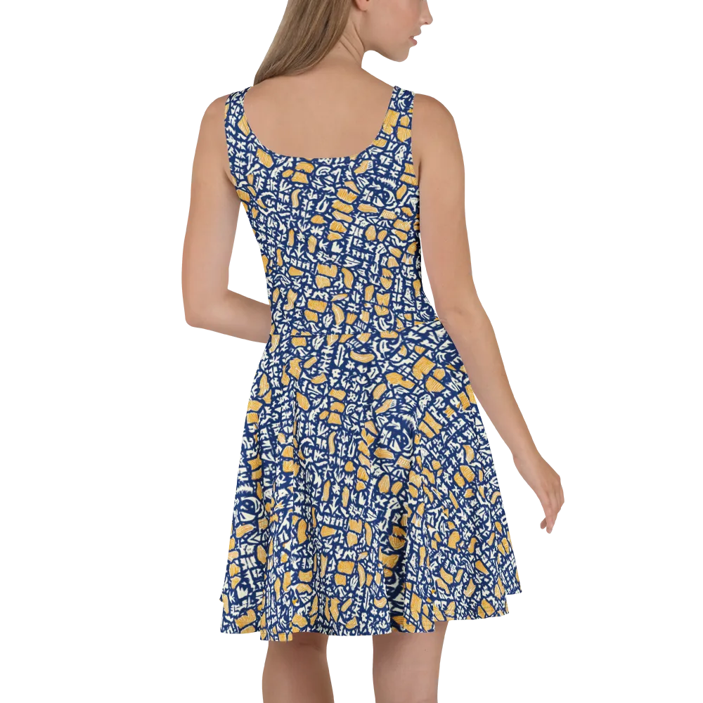 Ochre Inkstorm on Skater Dress — Back