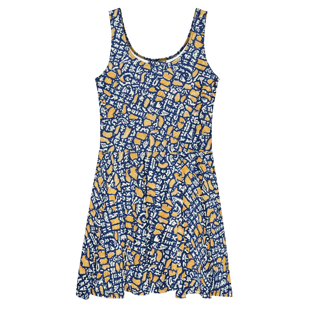 Ochre Inkstorm on Skater Dress — Front