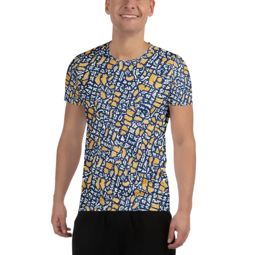 Ochre Inkstorm on a Men's Athletic T-Shirt