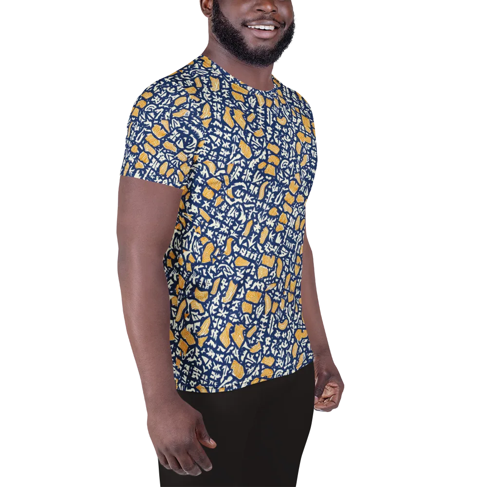 Ochre Inkstorm on Men's Athletic T-Shirt — Right