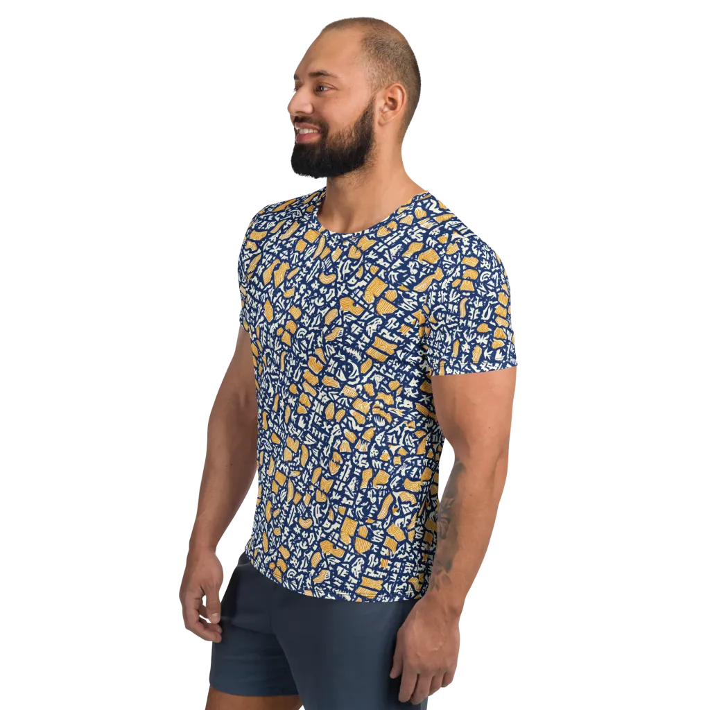 Ochre Inkstorm on Men's Athletic T-Shirt — Left