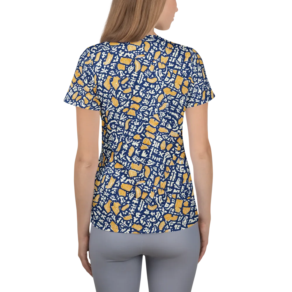 Ochre Inkstorm on Women's Athletic T-Shirt — Back