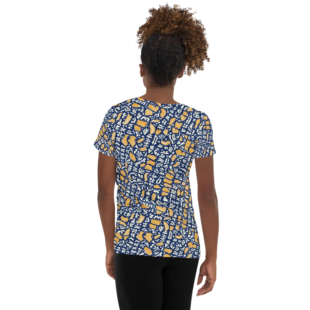 Ochre Inkstorm on Women's Athletic T-Shirt — Back