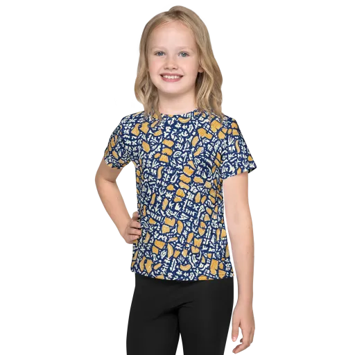 Ochre Inkstorm on a Kids Crew Neck T-Shirt