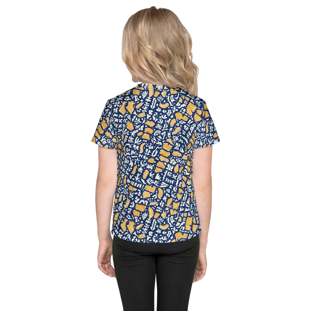 Ochre Inkstorm on Kids Crew Neck T-Shirt — Back