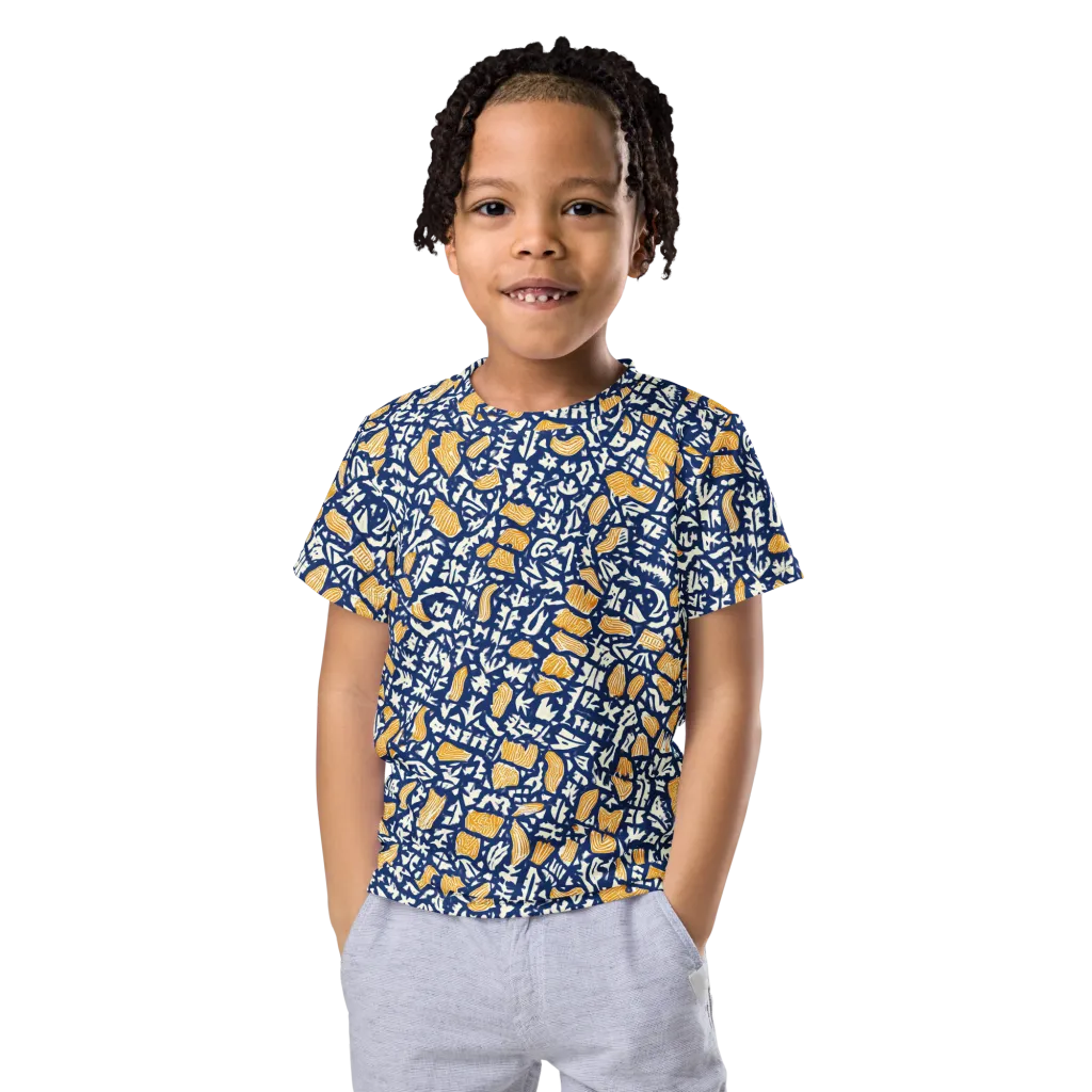 Ochre Inkstorm on Kids Crew Neck T-Shirt — Front