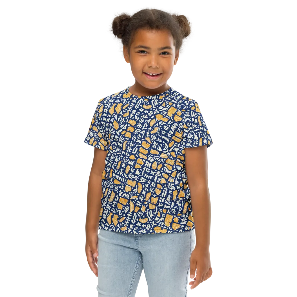 Ochre Inkstorm on Kids Crew Neck T-Shirt — Front