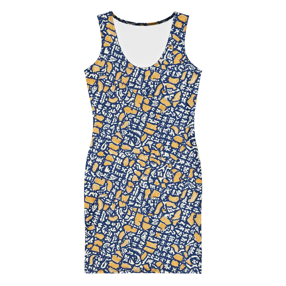 Ochre Inkstorm on Bodycon Dress — Front