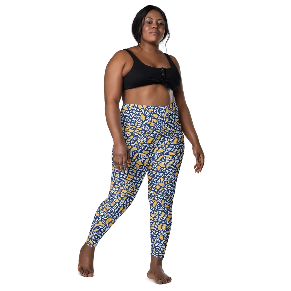 Ochre Inkstorm on Leggings with Pockets — Front