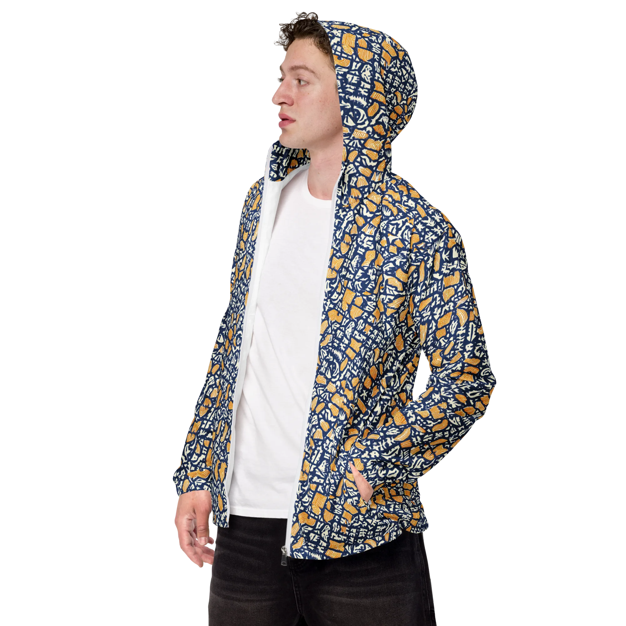 Ochre Inkstorm on Men's Windbreaker — Left Front