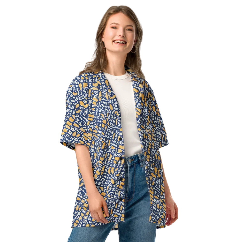 Ochre Inkstorm on Button Shirt — Front