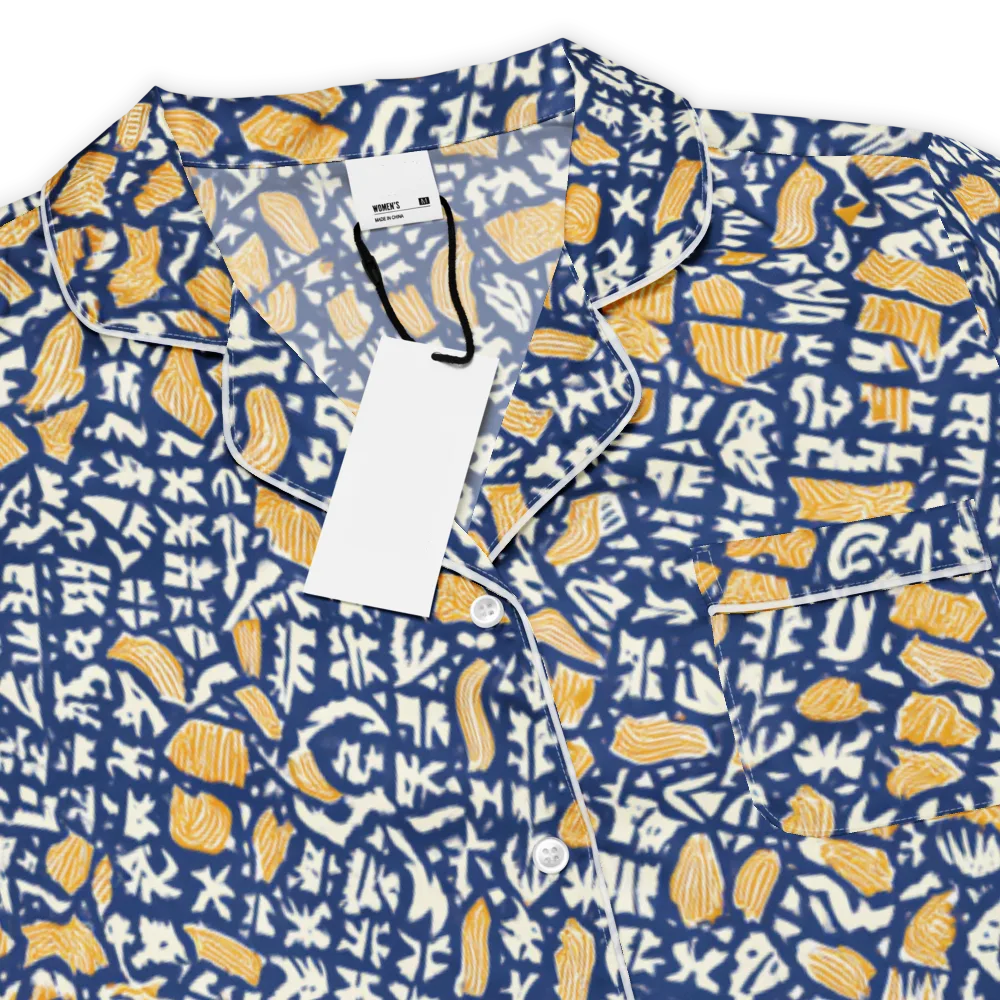 Ochre Inkstorm on Women's Short Sleeve Pajama Top — Product details
